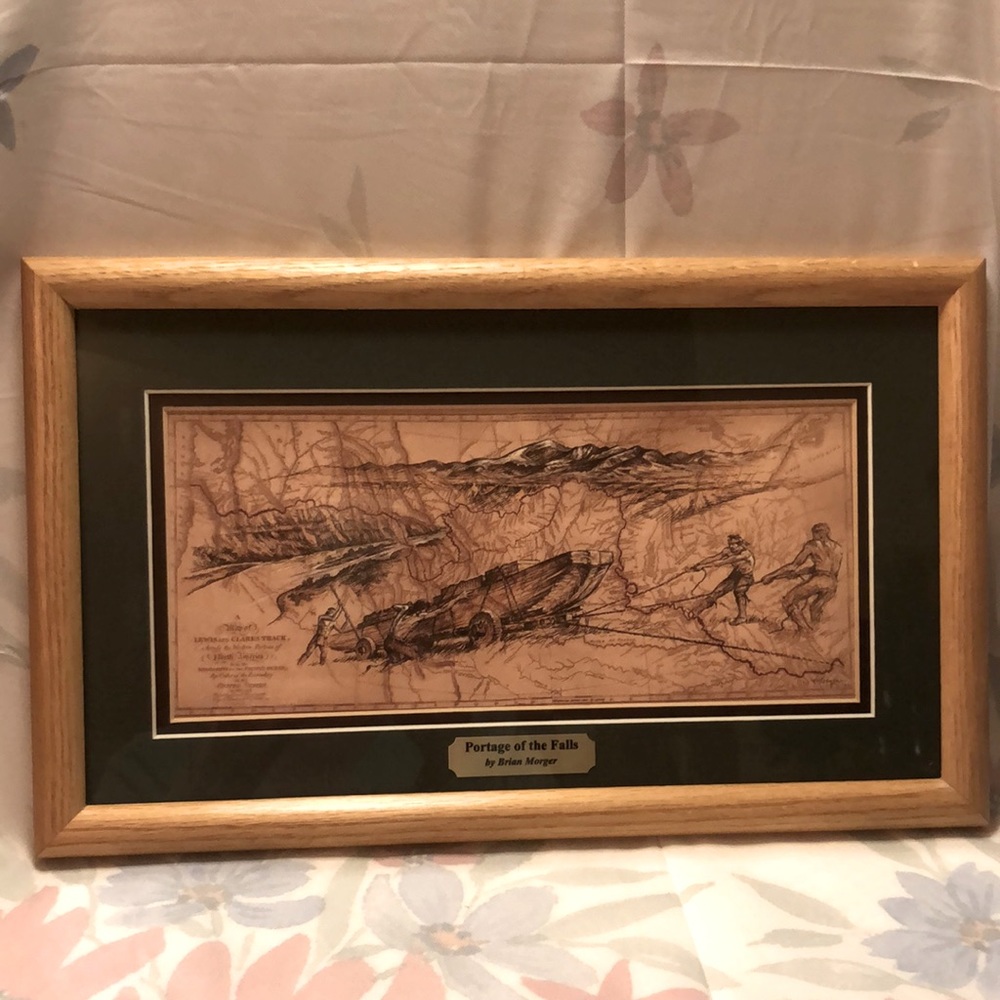 Vintage Lewis & Clark Portage of the Falls by Brian Morger - 15.25x9.25